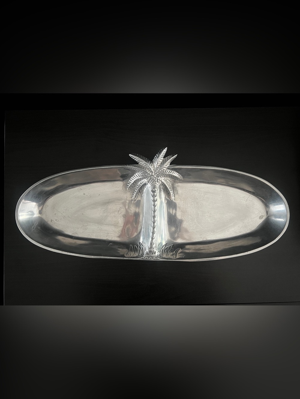 Silver India Metalware Palm/Palmetto Divided Serving Dish